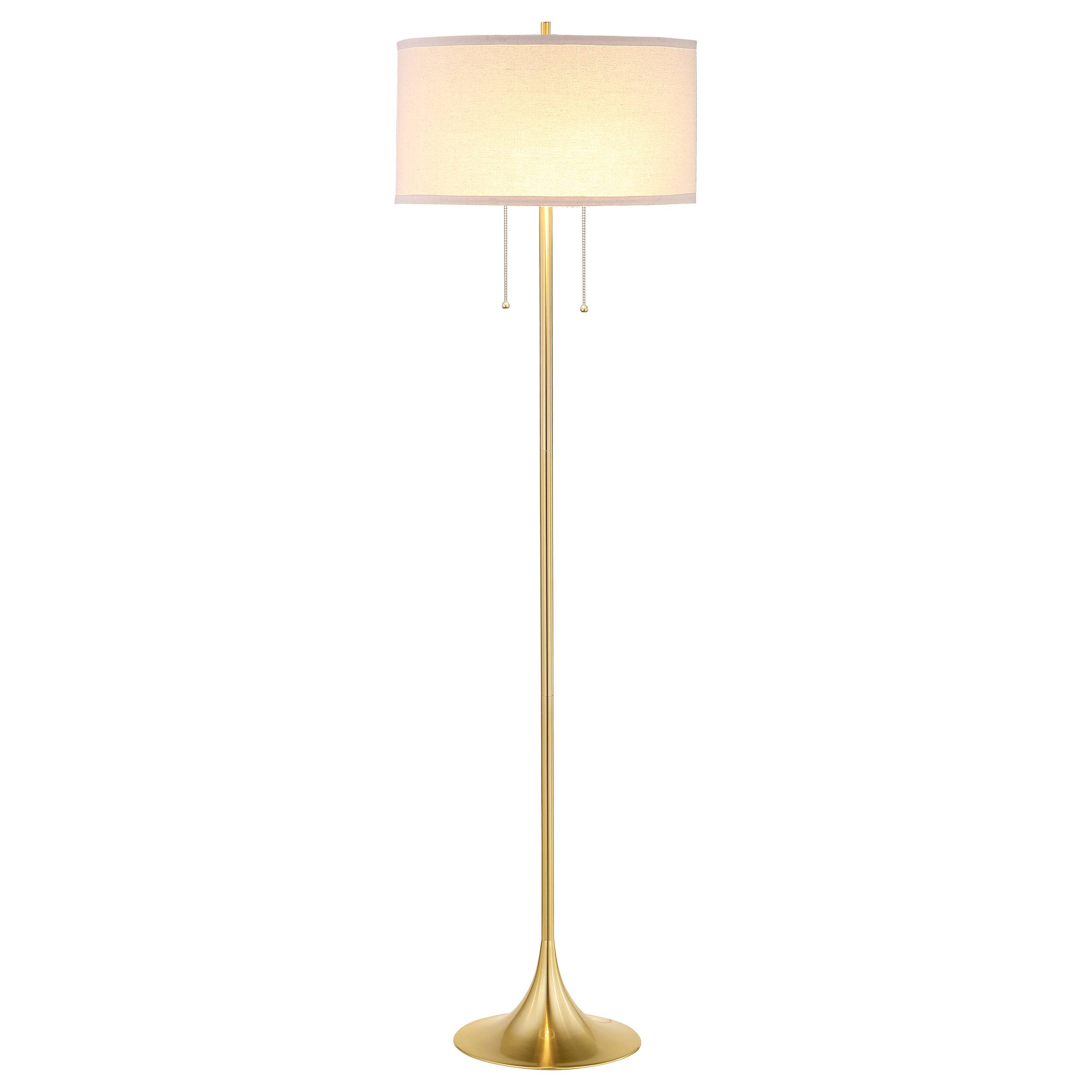 Angle. APRILSOUL - Bellflower Gold Drum Shade Metal Floor Lamp.