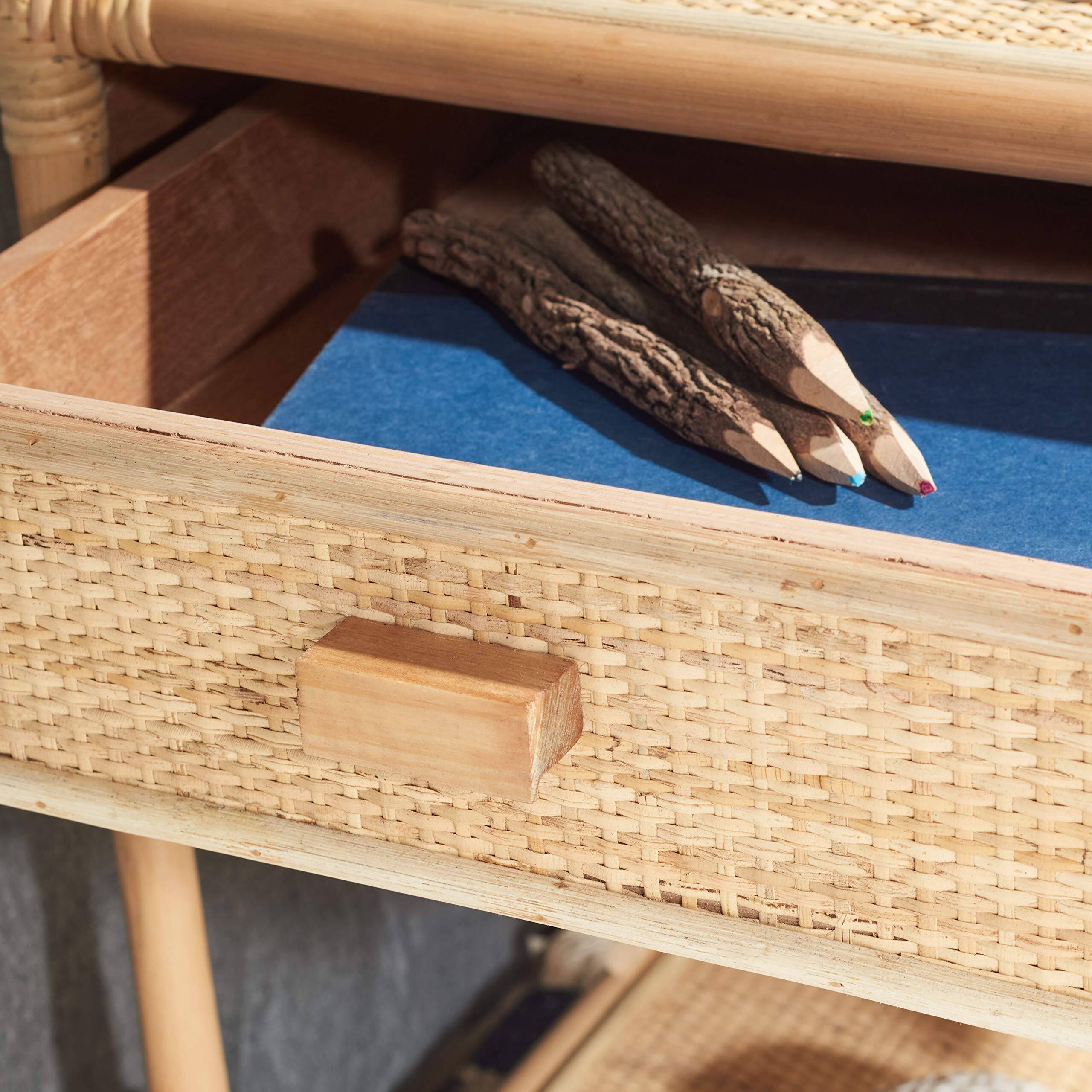 Back. VEGA AUTOMOTIVE - Home Collection Roya Rattan 1-drawer 1-shelf Nightstand - Natural.