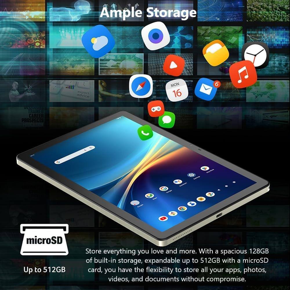 Ample Storage

Expert advice

Trained Career Prospects

MON 16

Store everything you love and more. With a spacious 128GB of built-in storage, expandable up to 512GB with a microSD card, you have the flexibility to store all your apps, photos, videos, and documents without compromise.

microSD

Up to 512GB