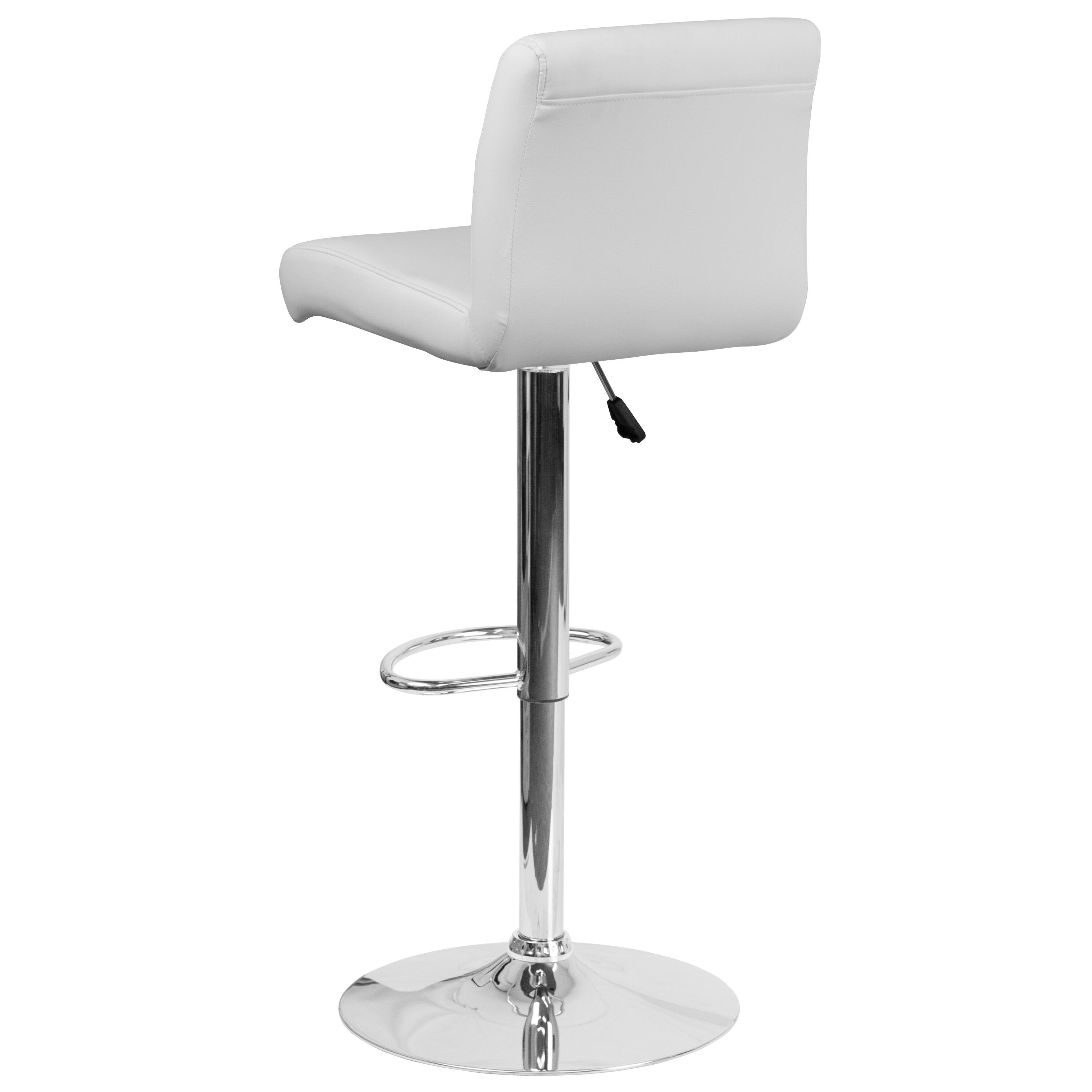 Alt View 5. Emma + Oliver - Swivel Rolled Seat Adjustable Height Barstool with Chrome Base - White.