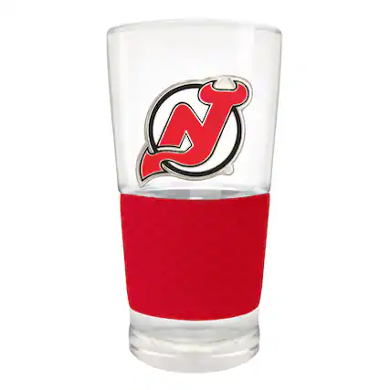Front. Great American Products - New Jersey Devils 22oz. Pilsner Glass with Silicone Grip - Red.