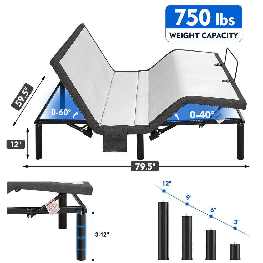 750 lbs WEIGHT CAPACITY

59.5" (height)
0-60° (angle)
12" (width)

79.5" (length)
0-40° (angle)
12" (width)

3-12" (adjustable height)