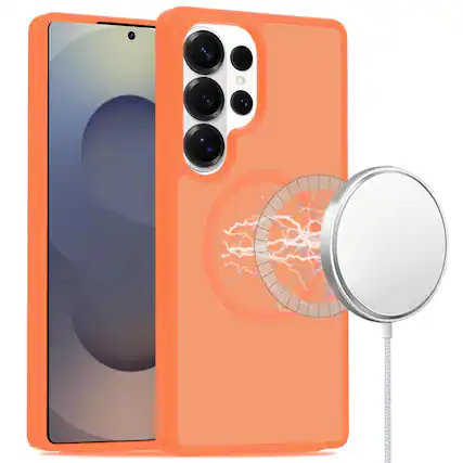 Front. Kitcheniva - Magnetic Circle Smooth Translucent Plus Tempered Glass For Samsung S26 Ultra Case Cosmic Orange - Cosmic Orange.