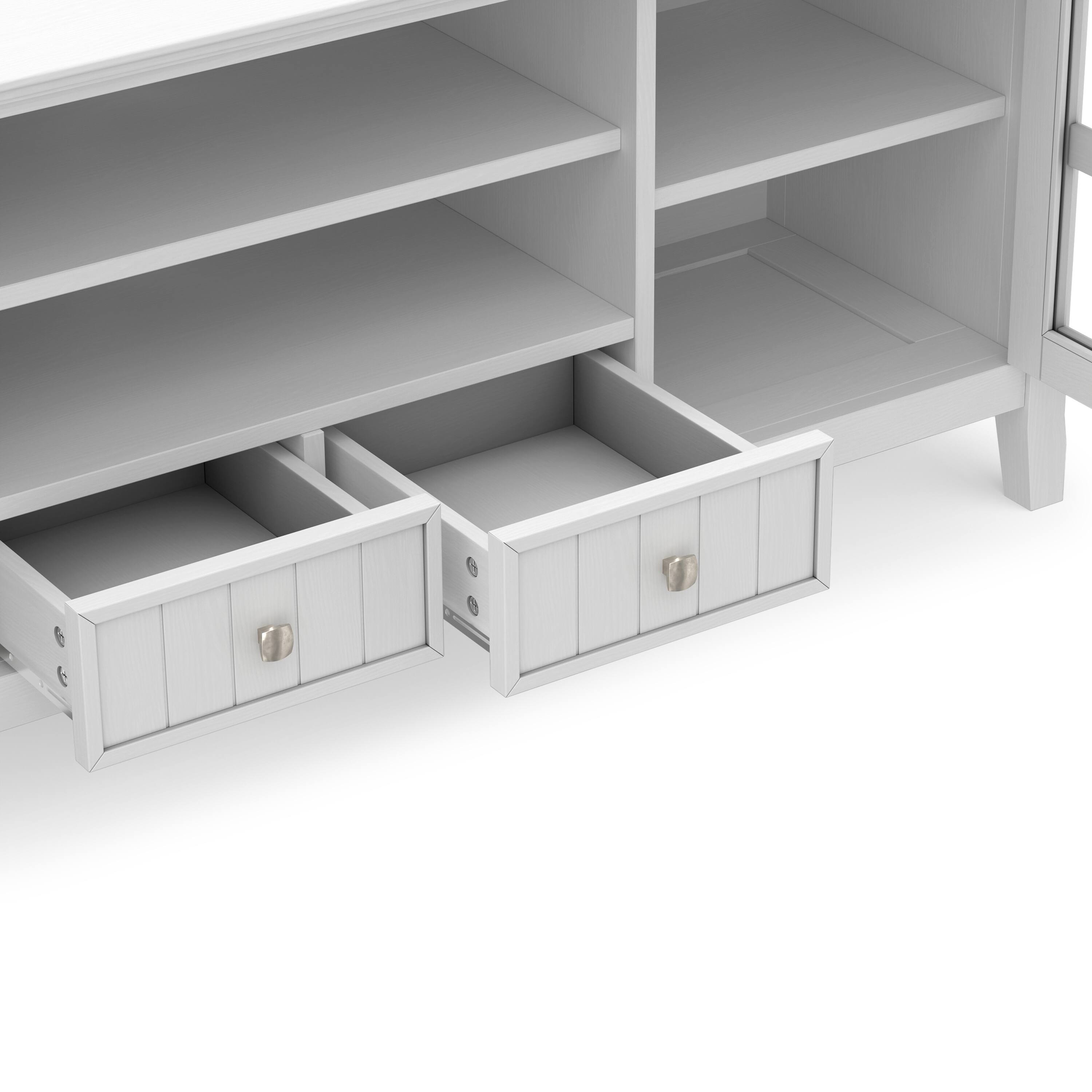 Alt View 6. Simpli Home - Acadian 60W Low TV Stand with Drawers, Glass Doors and Shelves - White.