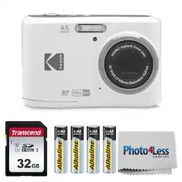 Kodak - PIXPRO FZ45 16MP Digital Camera with 4X Optical Zoom 27mm Wide Angle and 2.7" LCD Screen Bundle with 32GB SD Memor - White