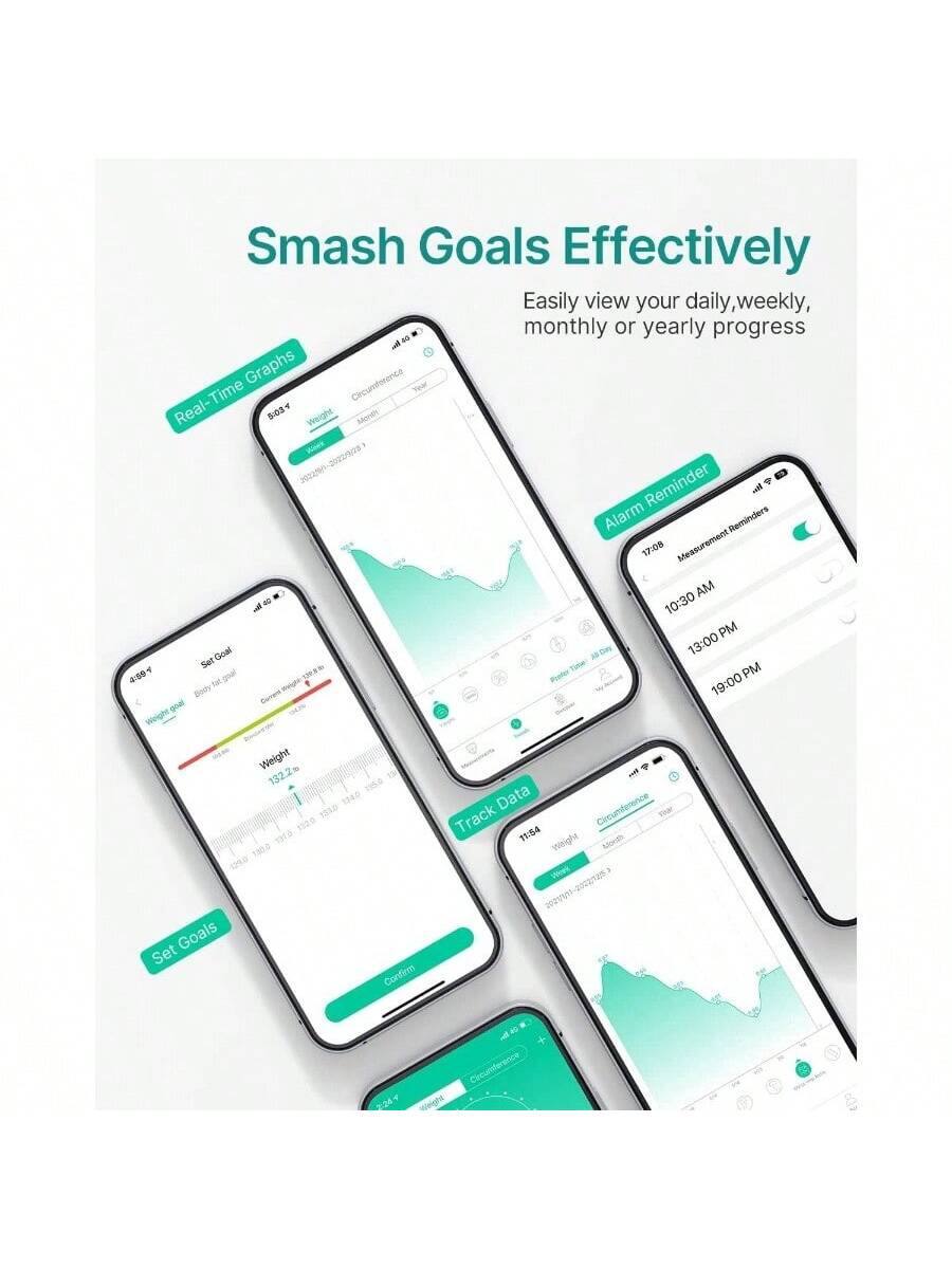 Smash Goals Effectively

Easily view your daily, weekly, monthly or yearly progress

Real-Time Graphs

Alarm Reminder

Measurement Reminders

Set Goals

Track Data