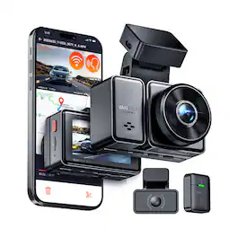 Vantrue - E2 2.7K HDR 2 Channels Dashcam, Night Vision, Parking Mode, Voice Control, 5GHz Wi-Fi & GPS, Mobile App - Black