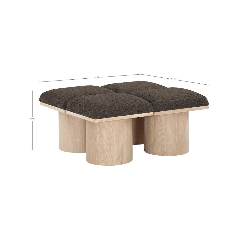 Alt View 4. Meridian Furniture - Pavilion Brown Boucle Fabric Bench - Brown.