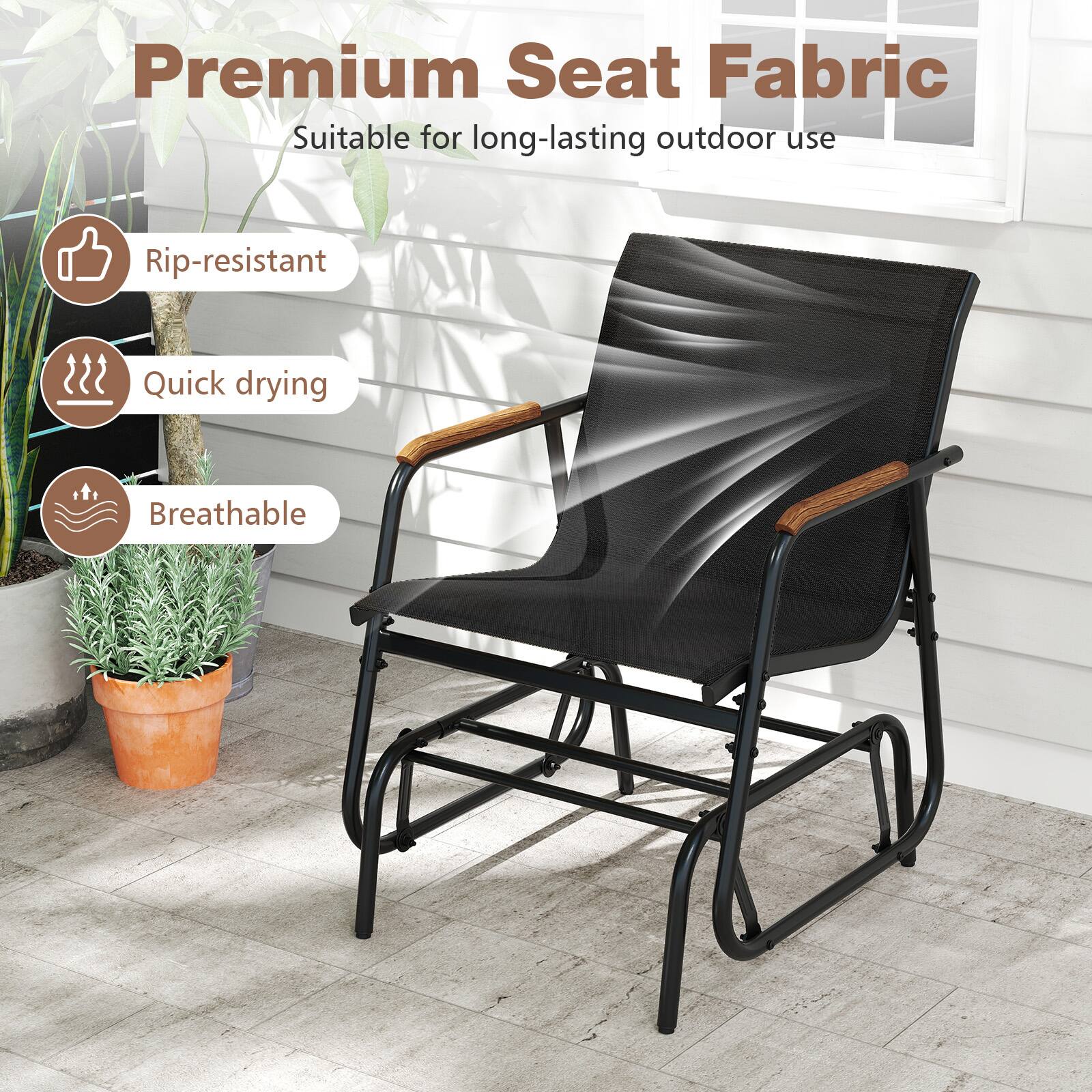 Premium Seat Fabric  
Suitable for long-lasting outdoor use  
- Rip-resistant  
- Quick drying  
- Breathable