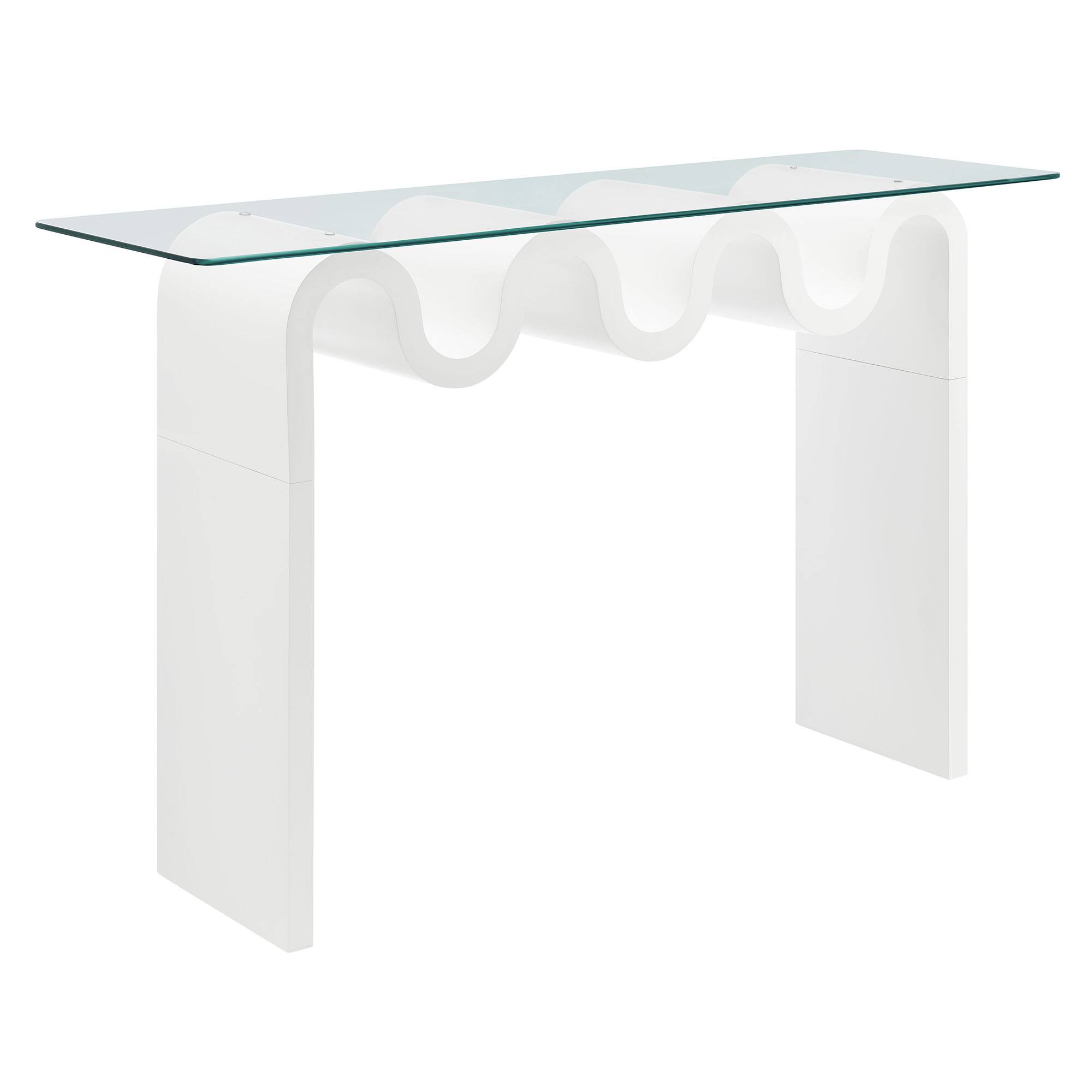 Angle. Modway - Ondine Glass Top 50" Console Table by Modway - White.