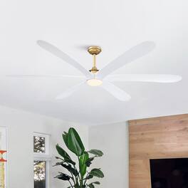 Parrot Uncle - 72" Modern Farmhouse Indoor DC Motor White 6-Blade Ceiling Fan with LED Light and Remote - Gold