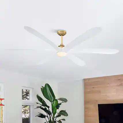 Front. Parrot Uncle - 72" Modern Farmhouse Indoor DC Motor Gold/ White 6-Blade Ceiling Fan with LED Light and Remote - Gold.