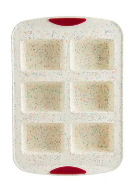 Trudeau - Structure Silicone 6 Cavity Mini Loaf Pan, Confetti/Fuchsia - White