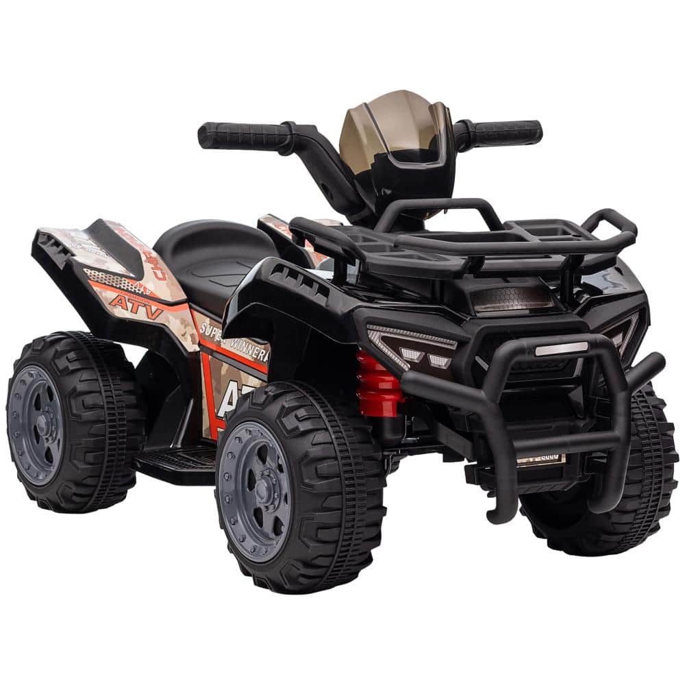 BreeBe - Kids ATV Four Wheeler Ride on Car, Motorized Quad, 6V Battery Powered Electric Quad with Songs for 18-36 Months - Black