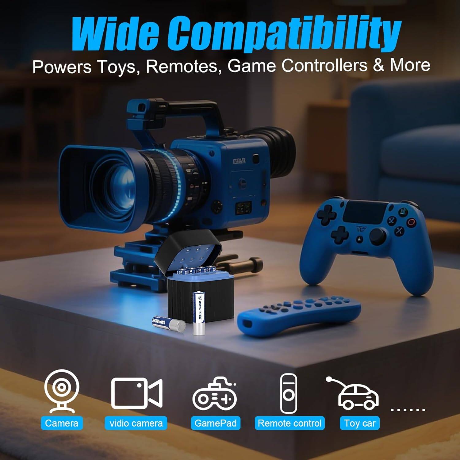 Wide Compatibility  
Powers Toys, Remotes, Game Controllers & More  

Camera  
Video Camera  
GamePad  
Remote Control  
Toy Car