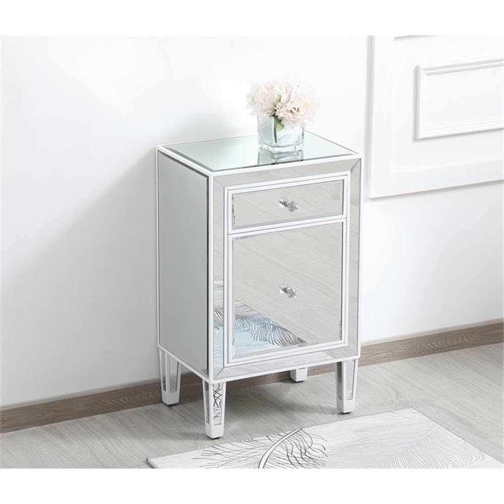 Alt View 4. Elegant Decor - 18 inch mirrored end table in white - White.