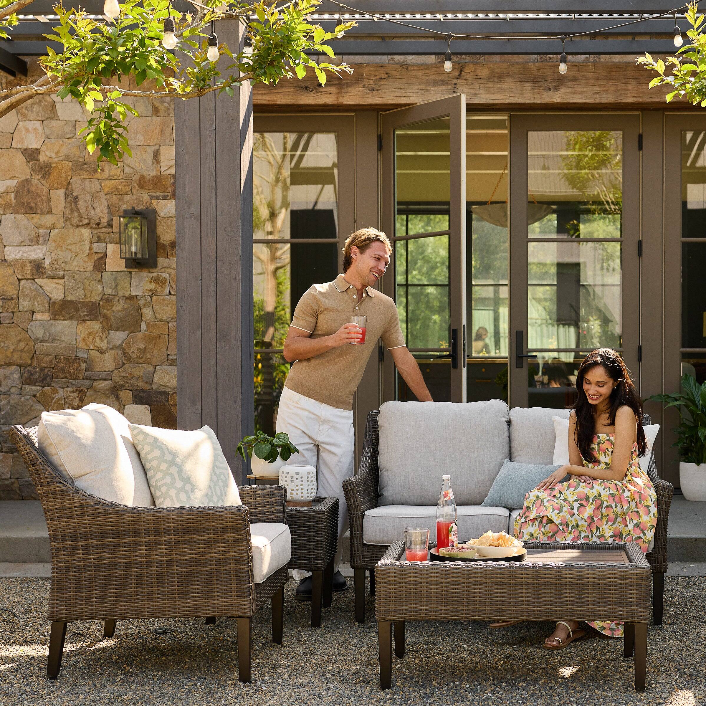 Alt View 5. Yardbird® - Harriet Conversation Set with Swivel Glider Chairs - Silver.