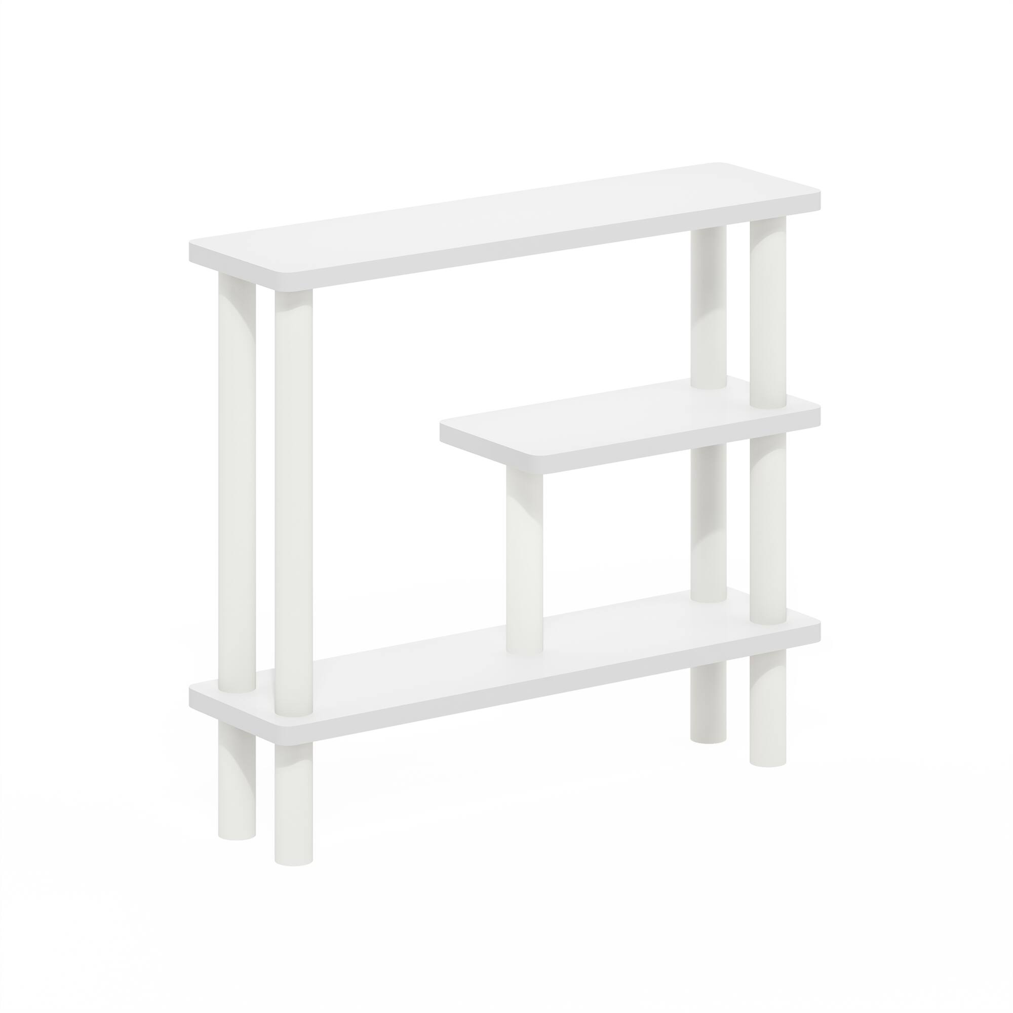 Front. Furinno - Turn-N-Tube Slim Space Saving Storage Rack - White/White.