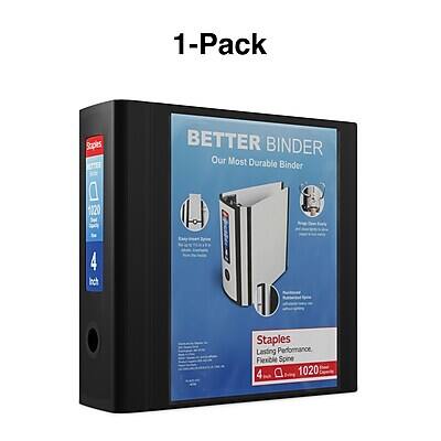 1-Pack  
BETTER BINDER  
Our Most Durable Binder  

4 Inch H  
1020 Staples  

Staples  
Lasting Performance, Flexible Spine  
1020