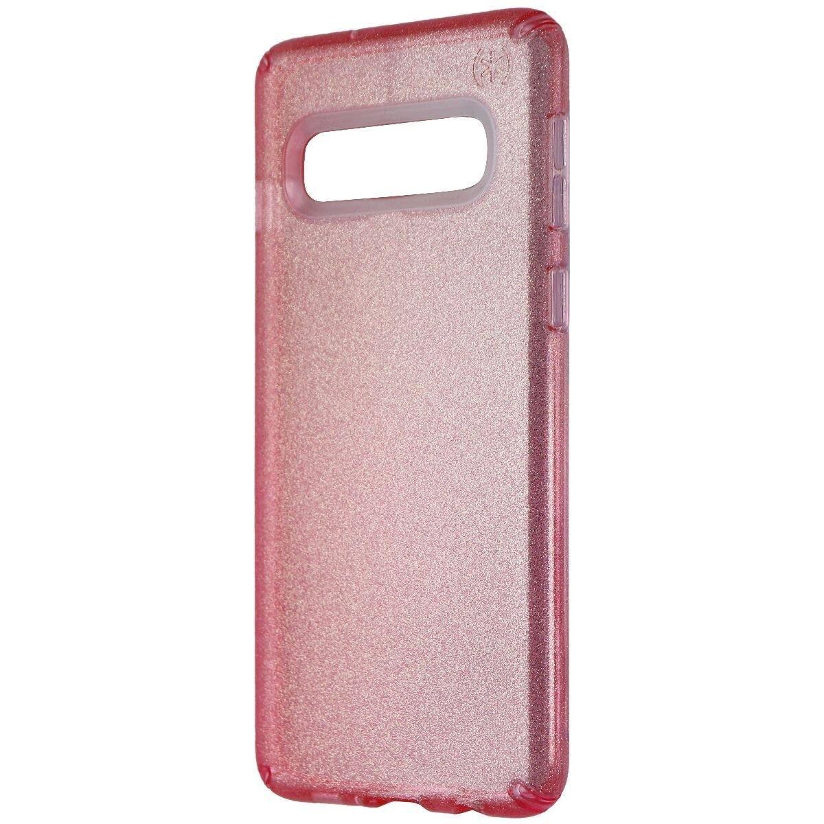 Front. Speck - Speck Presidio Clear + Glitter Case for Galaxy S10 - Gold Glitter / Bella Pink - Pink.