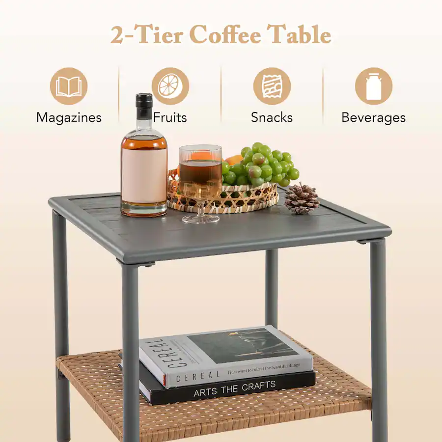 Pe Rattan Costway 3 Pieces Corner Patio Furniture Set, PE Rattan L Shaped ...