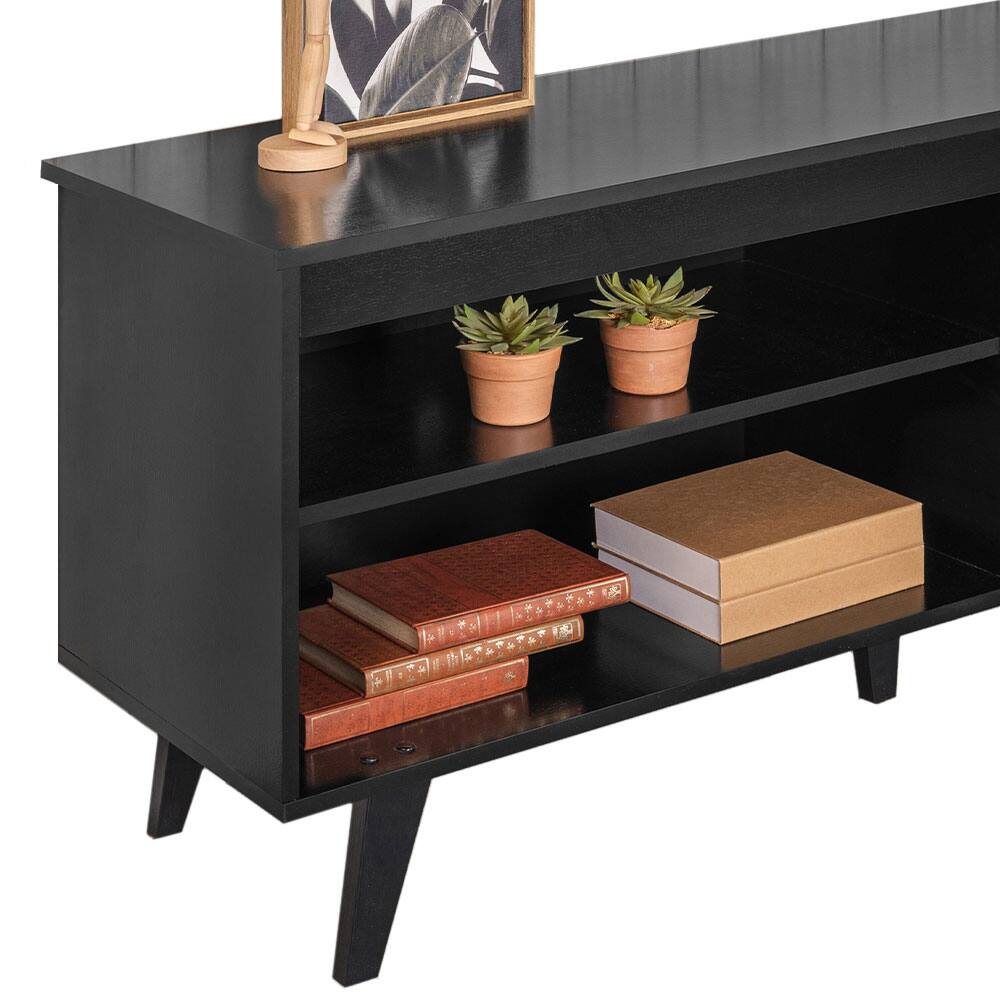 Alt View 1. Madesa - Madesa TV Stand with 4 Open Shelves and Cable Management 59"L Media Storage Living Room and Bedroom - Black - Black.