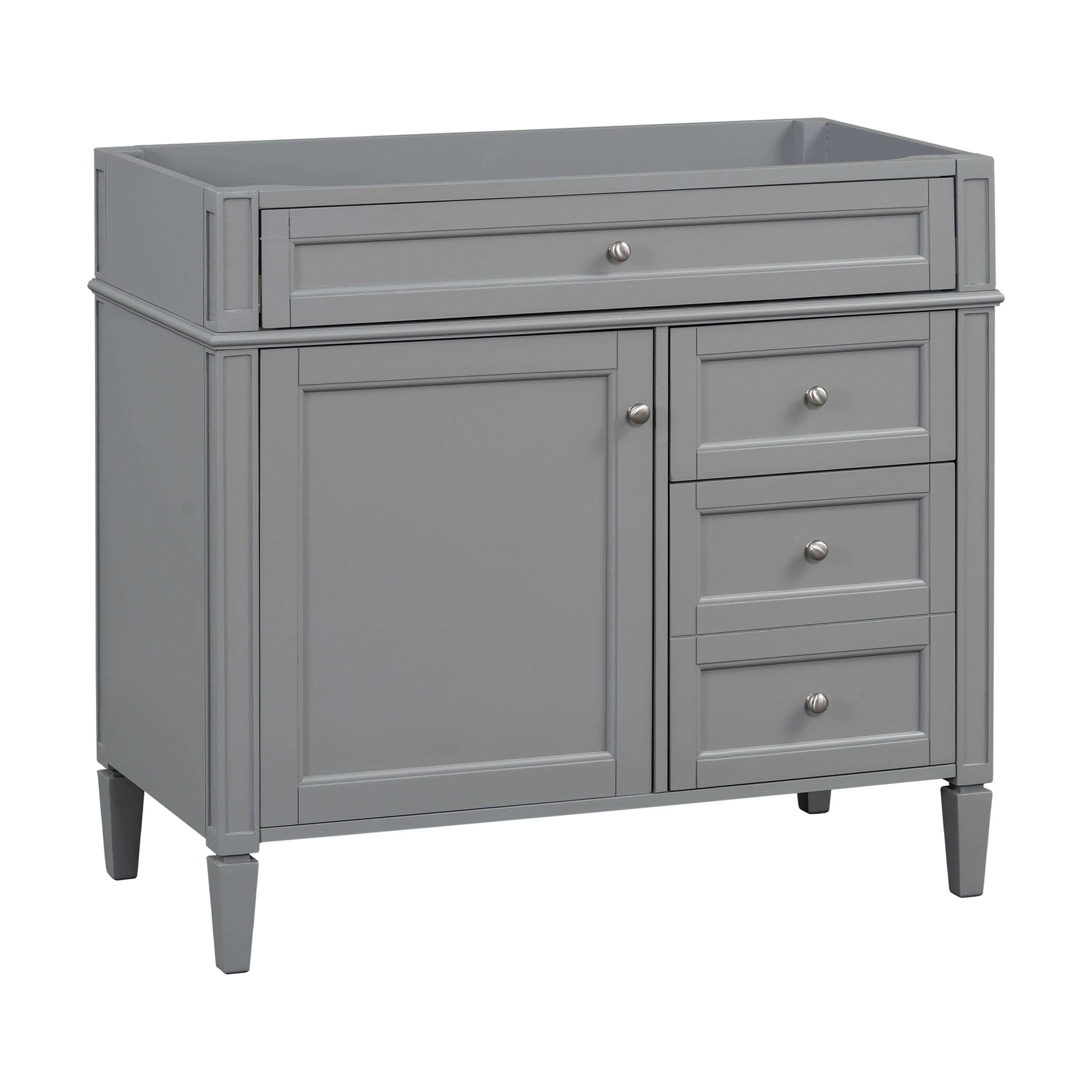 Boyel Living - 36 Inch Modern Bathroom Vanity Cabinet Two Drawers Tip Out No Sink Grey - Gray