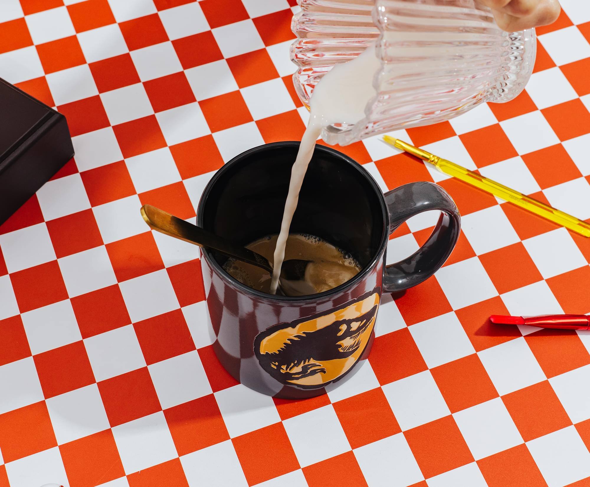 Alt View 3. Silver Buffalo - Jurassic World Dominion T-Rex Textured Logo Wax-Resist Ceramic Mug | 20 Ounces - Multi-Colored.