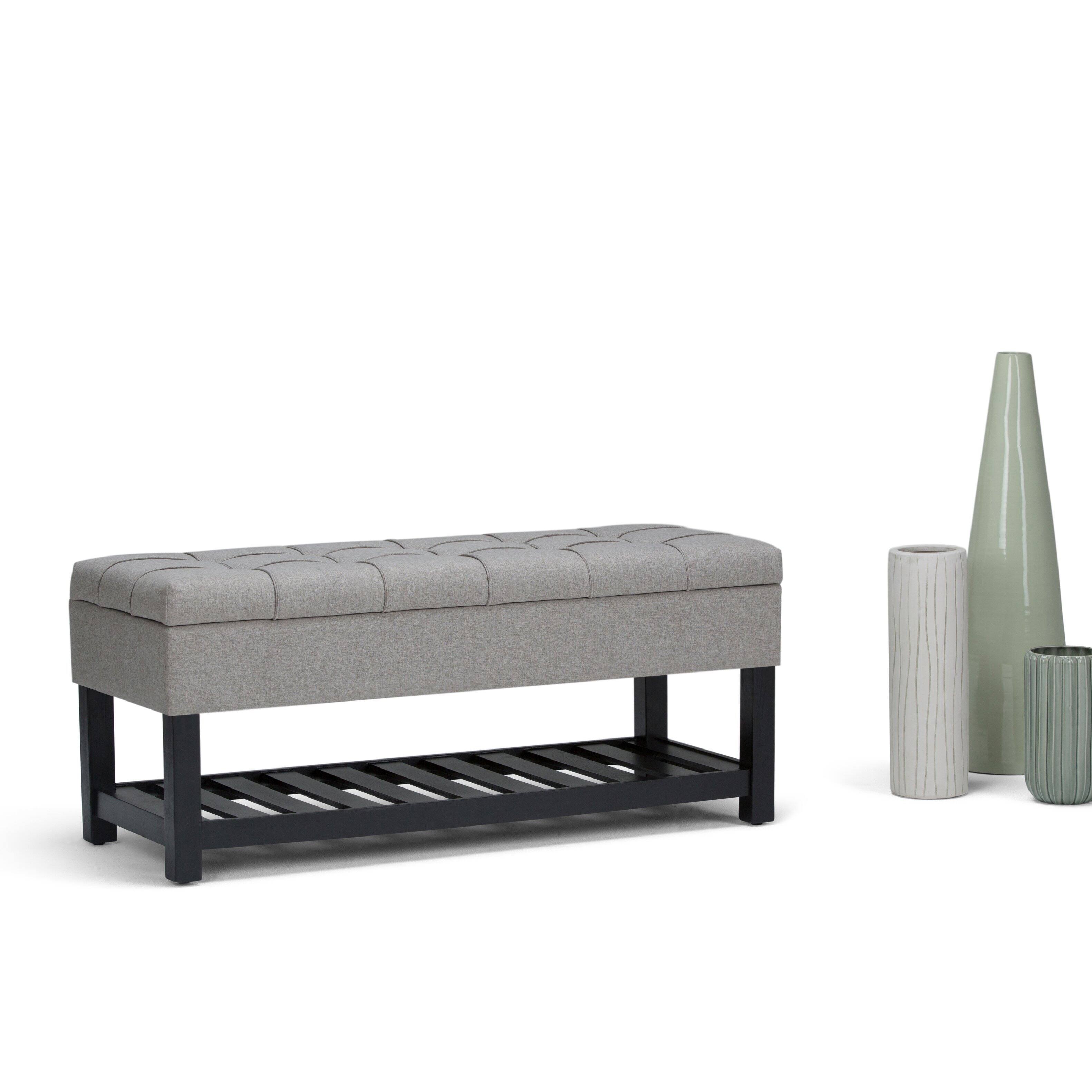 Alt View 11. Simpli Home - Saxon 44 inch Wide Traditional Rectangle Storage Ottoman Bench - Dove Gray.