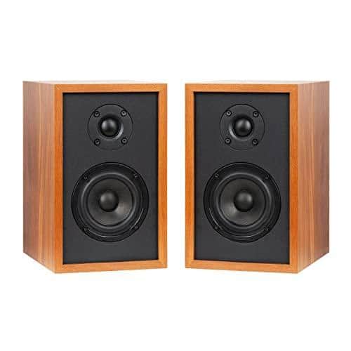 Pacoar Cade - Berkeley Stereo Bookshelf Speakers Built-in Amplifier Drivers Turntable Wireless Music Streaming Featuring Rca Aux (e - Teak