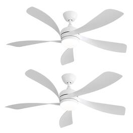 Sofucor - Farmhouse Bedroom Ceiling Fans with Lights 52'' Smart Ceiling Fan with Remote/APP/Alexa Noiseless Fan - White - 2 Pack