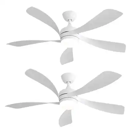 Front. Sofucor - Sofucor Farmhouse Bedroom Ceiling Fans with Lights 52'' Smart Ceiling Fan with Remote/APP/Alexa Noiseless Fan - White - 2 Pack.