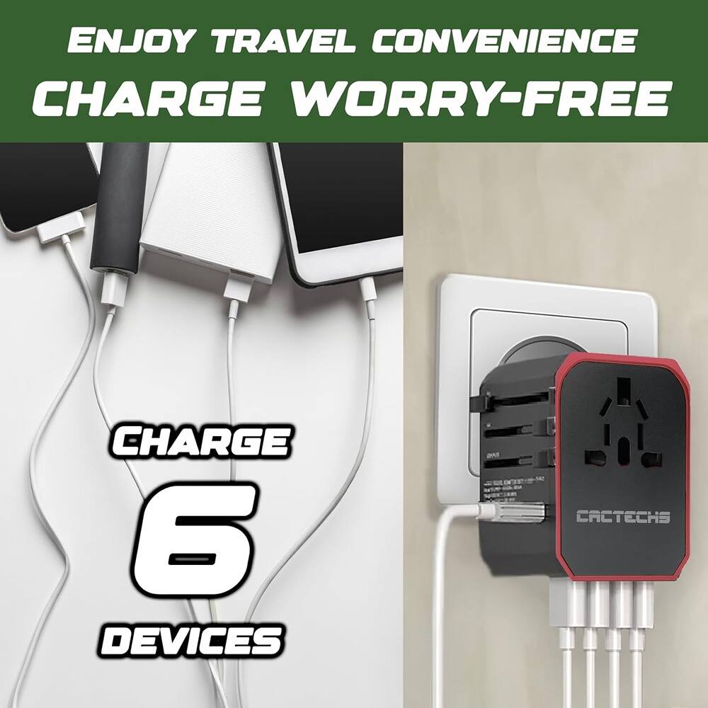 ENJOY TRAVEL CONVENIENCE  
CHARGE WORRY-FREE  

CHARGE 6 DEVICES  

CACTECHS