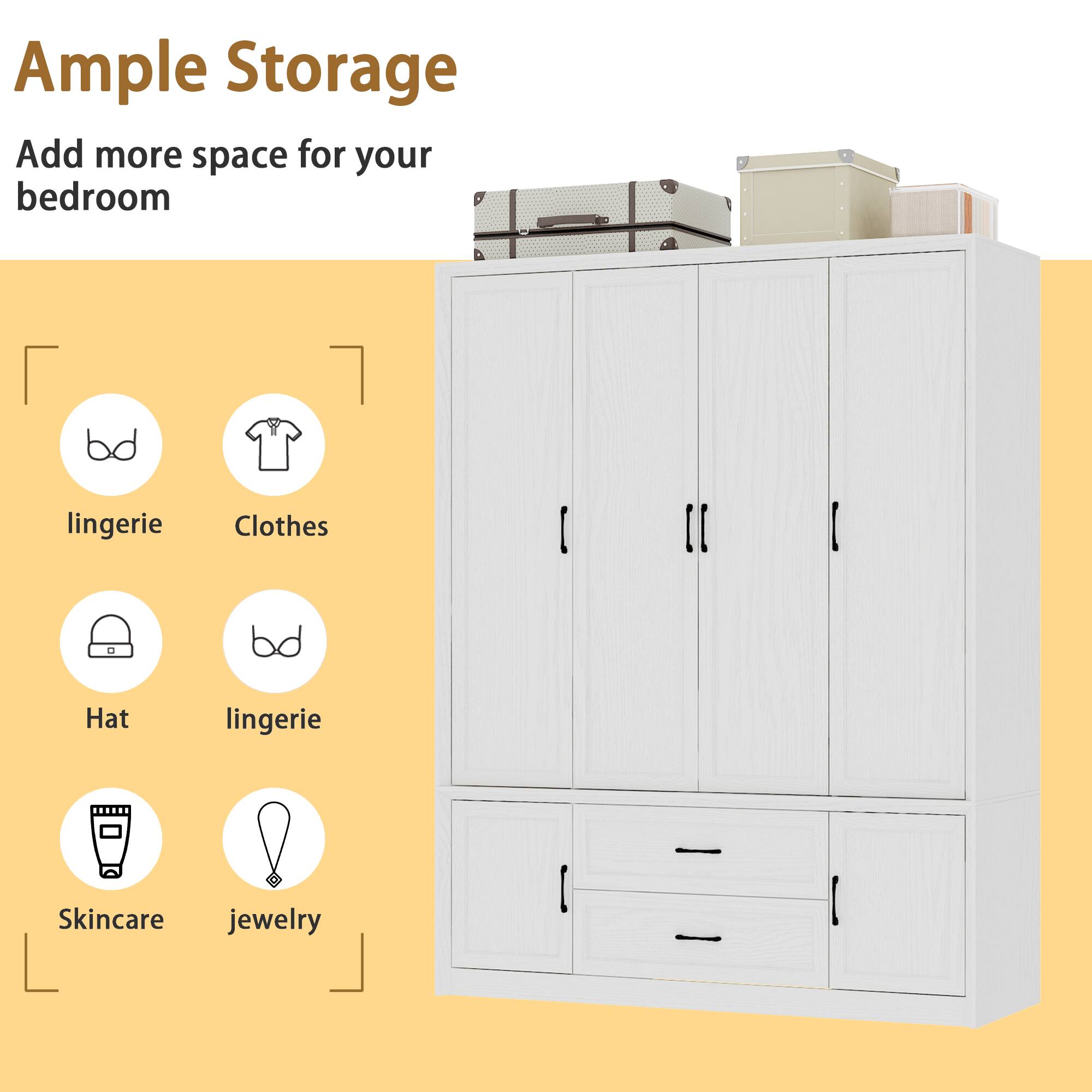 Ample Storage  
Add more space for your bedroom  

- lingerie  
- Clothes  
- Hat  
- lingerie  
- Skincare  
- jewelry