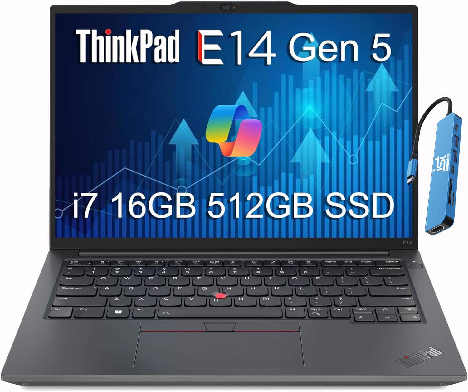 Lenovo - ThinkPad E14 14" WUXGA Laptop - Core i7 with 16GB RAM - 512GB SSD - Backlit - Fingerprint Reader - Windows 11 Pro - Black