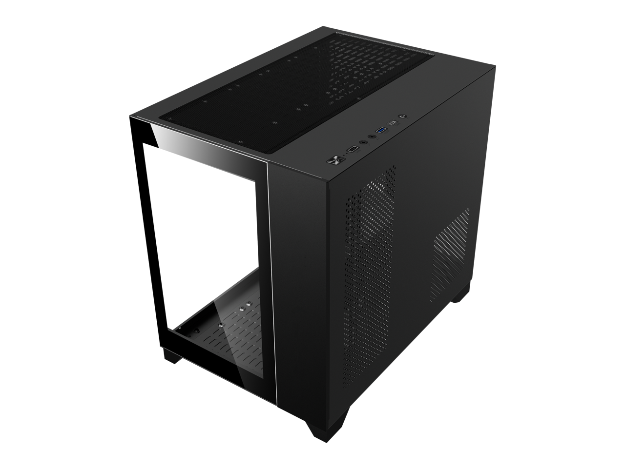 Alt View 9. DIYPC - DIYPC ARGB-Q3.R2-BK Micro ATX Case w/ Tempered Glass & 3 ARGB Fans - Black.