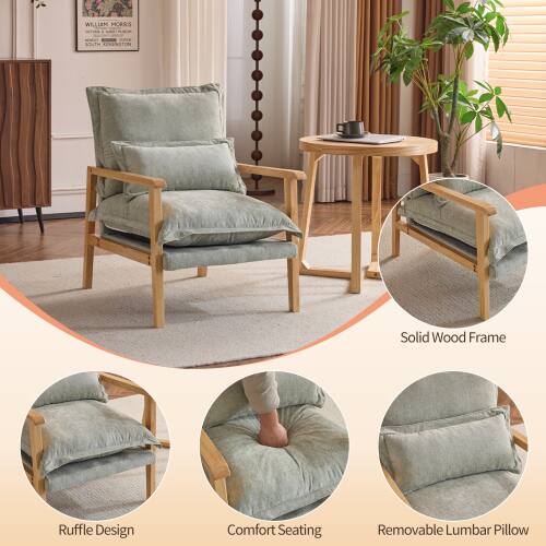 WILLIAM MORRIS C SOUTH CENTRAL  
Solid Wood Frame  
Ruffle Design  
Comfort Seating  
Removable Lumbar Pillow