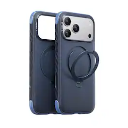 TORRAS - Ostand Q3 Rugged Case for iPhone 17 Pro - Anti-Slip Wavy Grip, 12FT Drop Protection, 360 stand - Ocean Blue