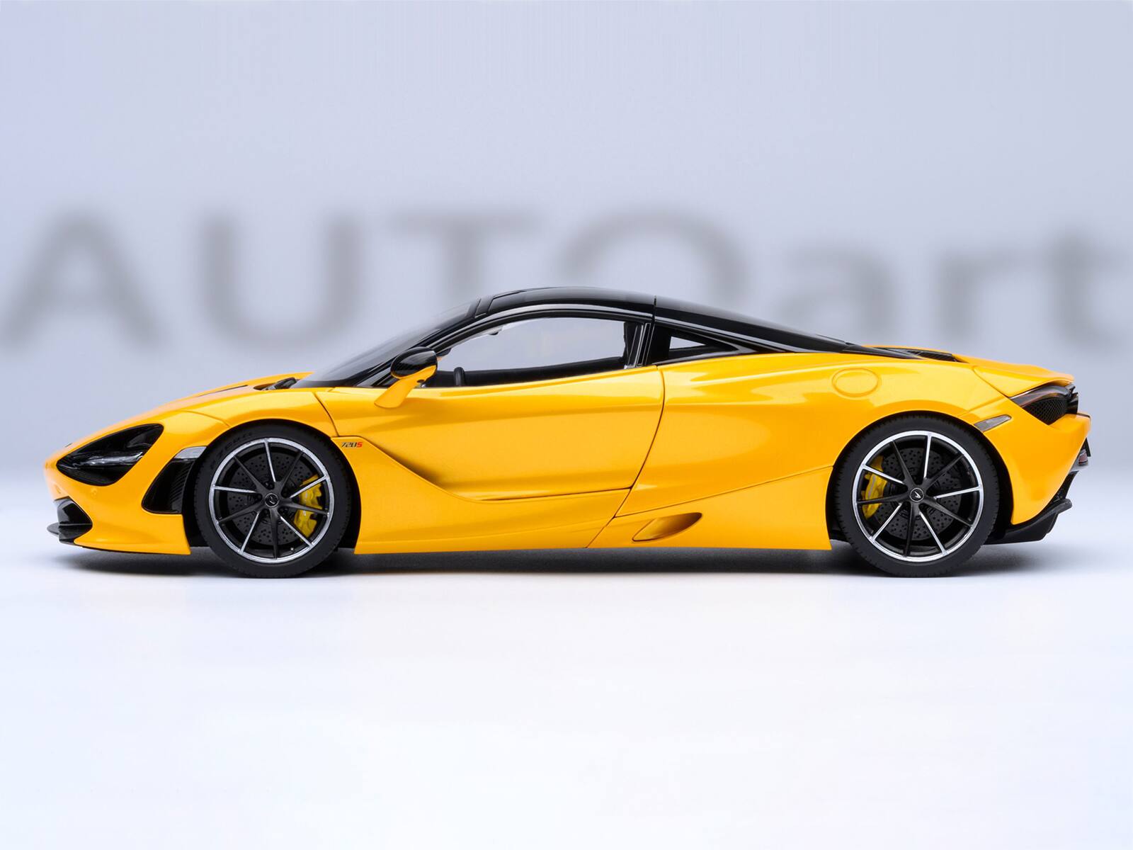 Alt View 6. Autoart - McLaren 720S Volcano Yellow with Black Top and Carbon Accents 1/18 Model Car by Autoart.