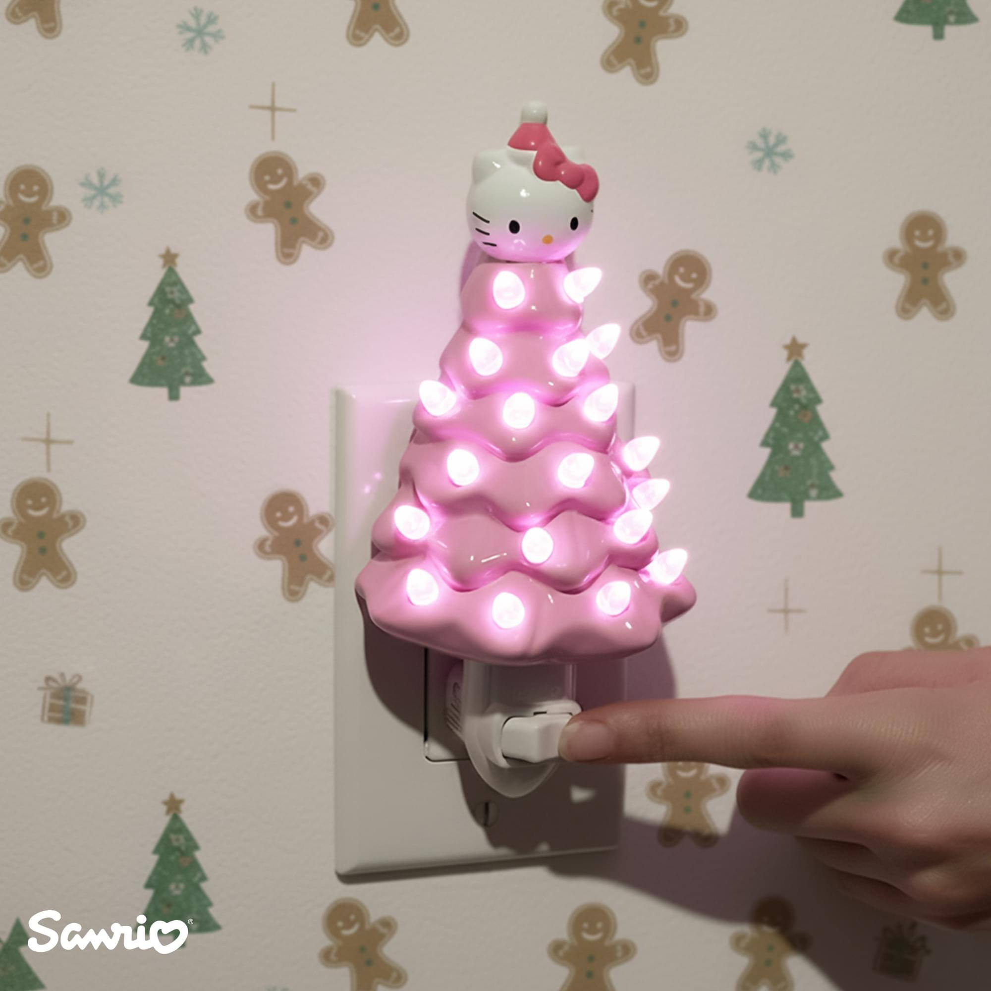 Alt View 3. Ukonic - Sanrio Hello Kitty Pink 6-Inch Ceramic Christmas Tree Plug-In Nightlight - Pink.