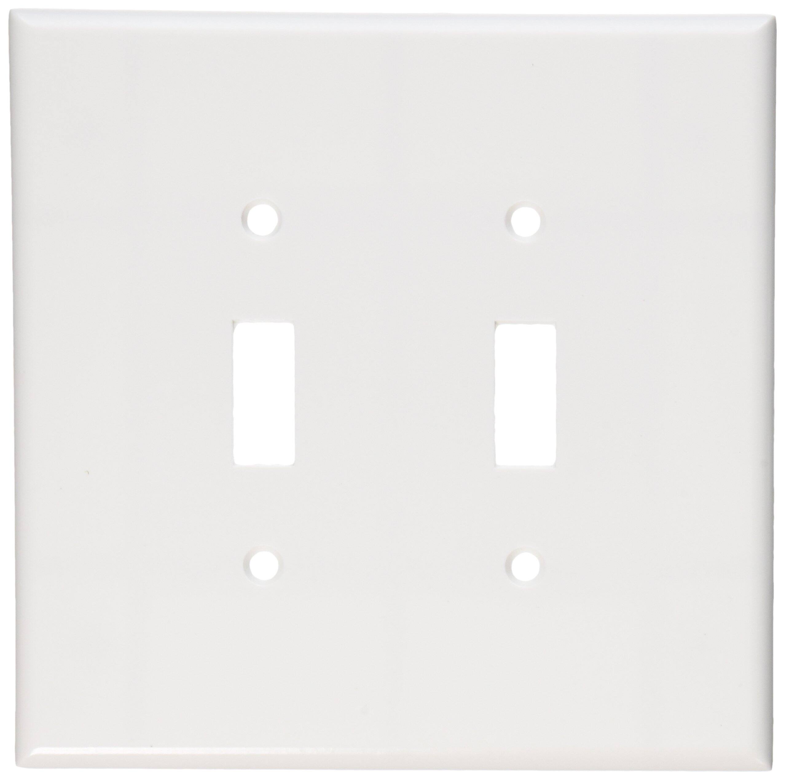 Front. Leviton - Leviton White 2 gang Thermoset Plastic Toggle Wall Plate 1 pk - White.