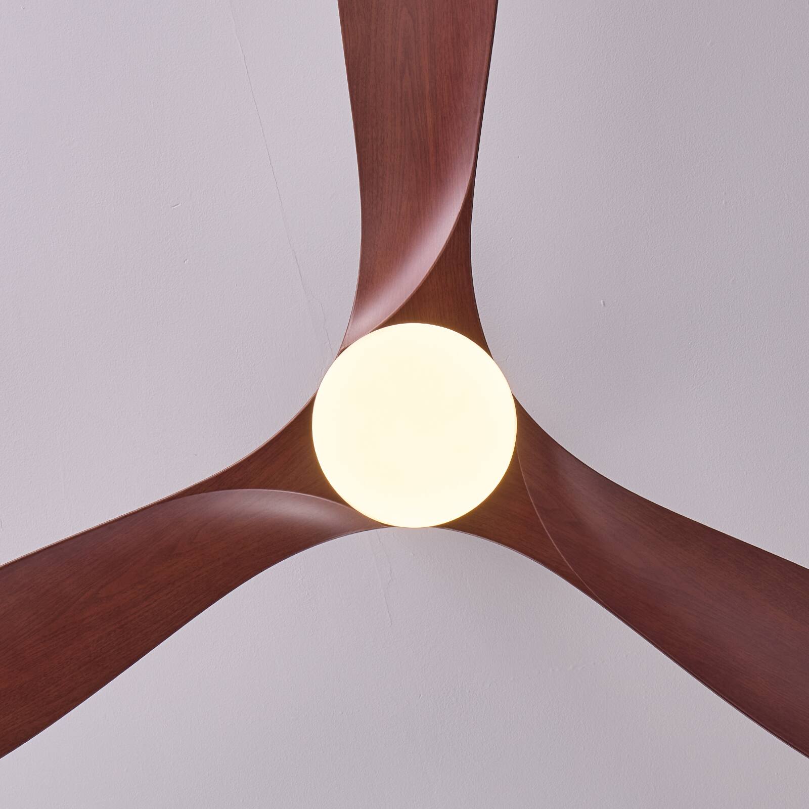 Alt View 7. Siljoy - 52 Inch 3-Blade Red Brown Solid Wood Ceiling Fan with LED Light, Remote & App Control for Bedroom Living Room - BROWN.