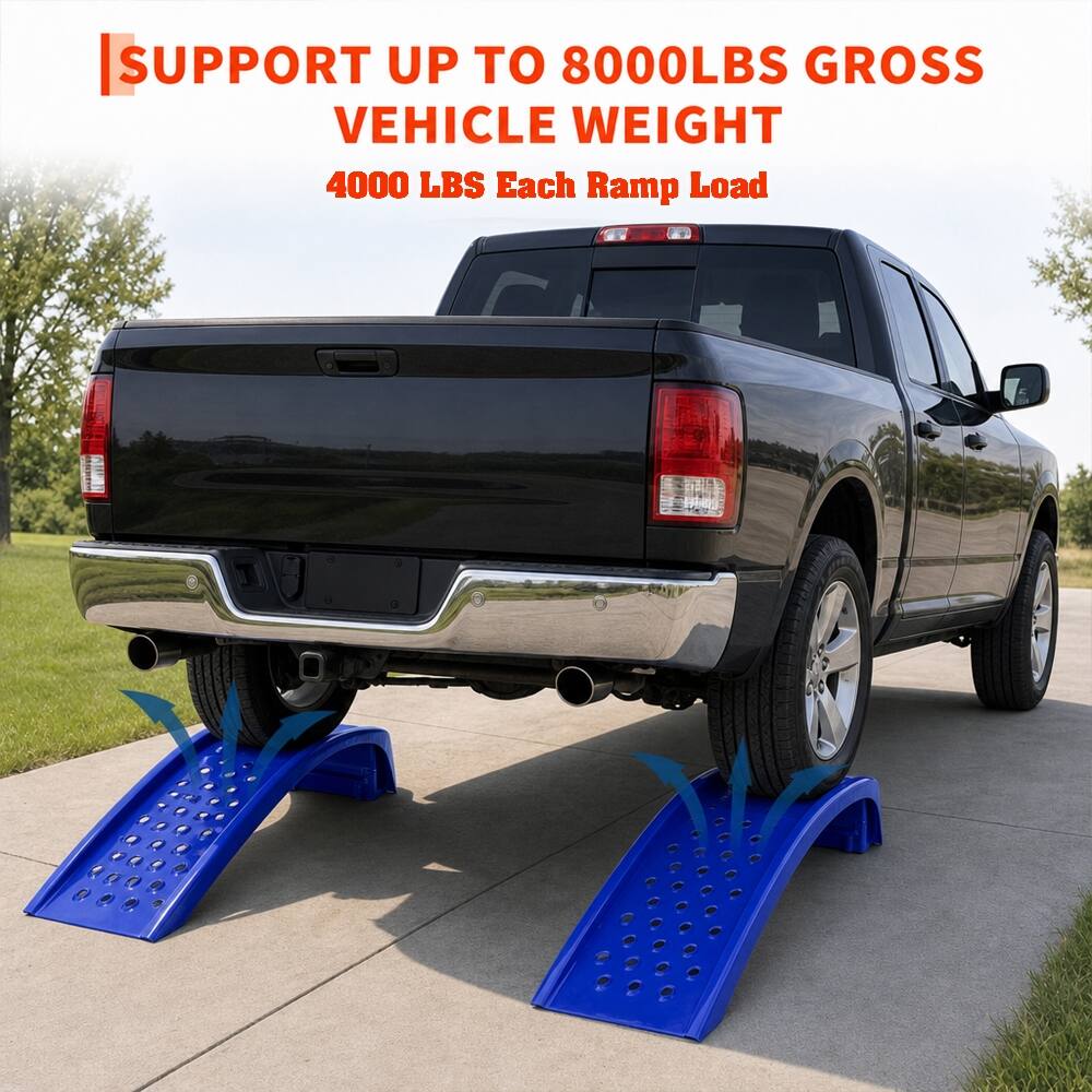 SUPPORT UP TO 8000LBS GROSS VEHICLE WEIGHT  
4000 LBS Each Ramp Load