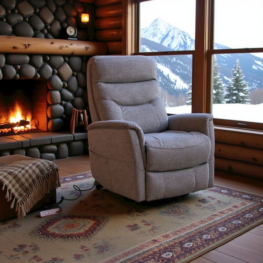 Left. Starlight Canyon Home - Capri Silver Recliner Nursery Glider – Power Lift Recliner with Headrest - Grey.
