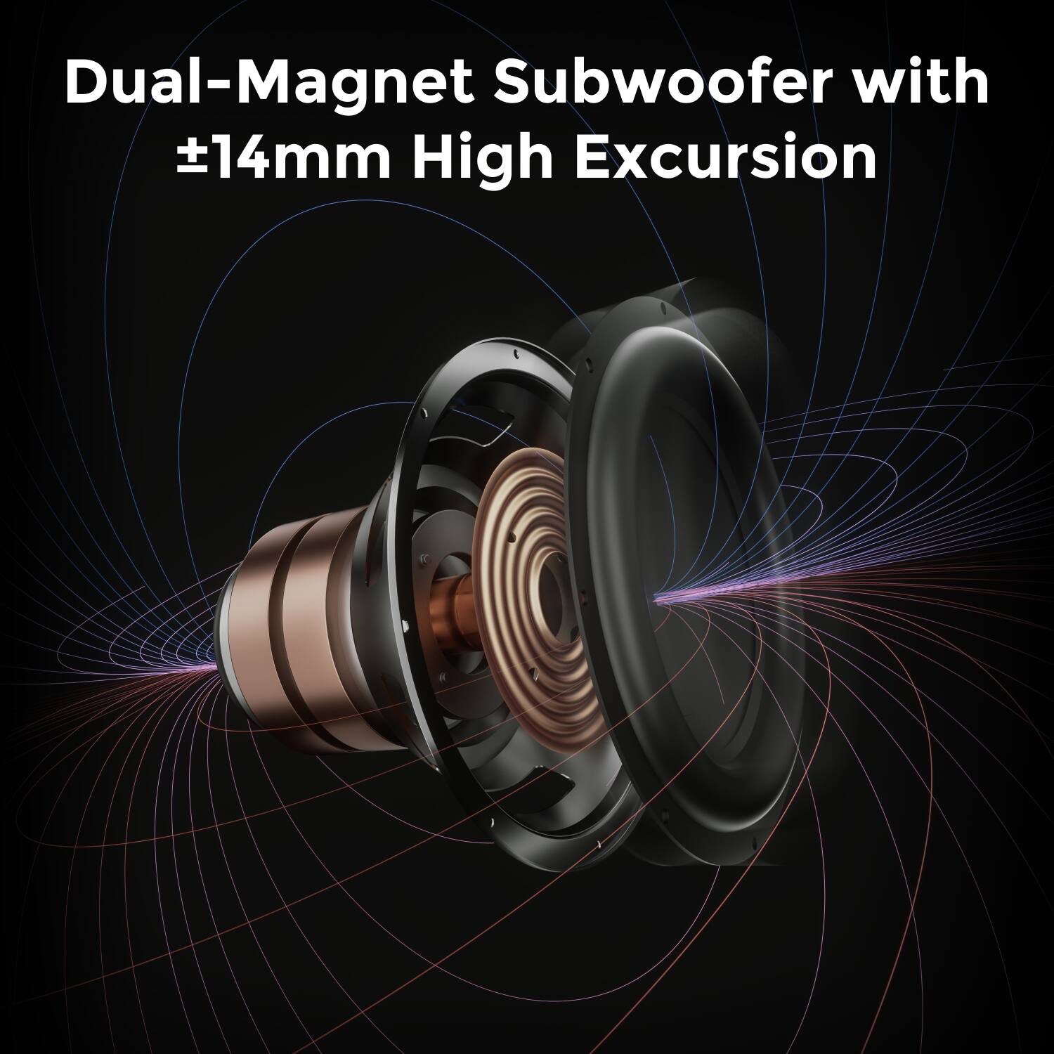 Dual-Magnet Subwoofer with ±14mm High Excursion
