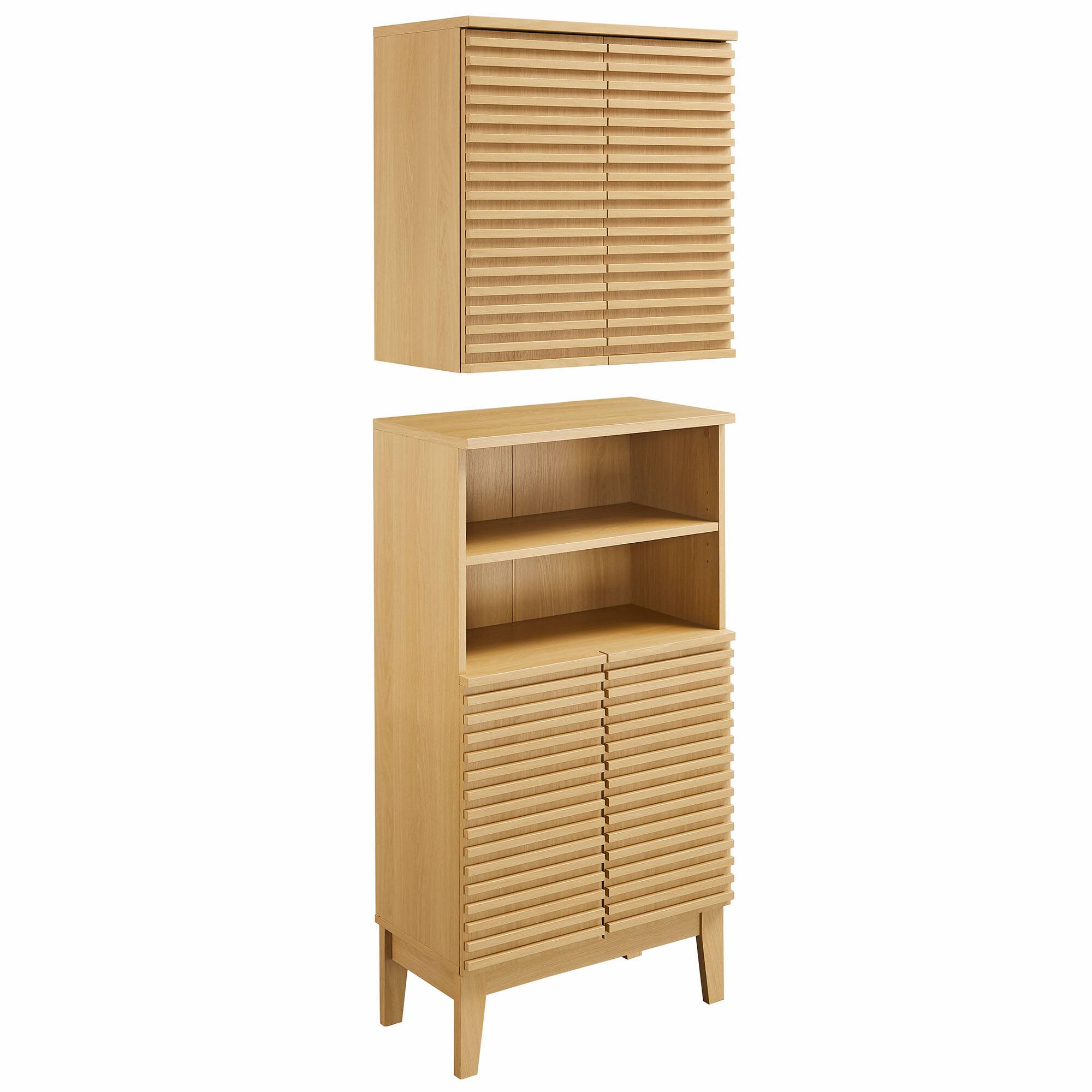 Left. Modway - Render Bathroom Cabinet Set by Modway - Oak.