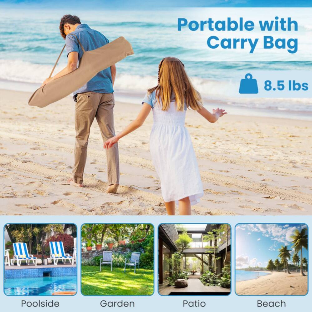 Portable with Carry Bag  
8.5 lbs  

Poolside  
Garden  
Patio  
Beach