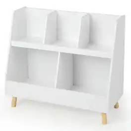 Pefilos - 5-Cube Kids Bookshelf and Toy Organizer with Anti-Tipping Kits- Toy Organizer for Kids, Boys, Girls, Nursery - White