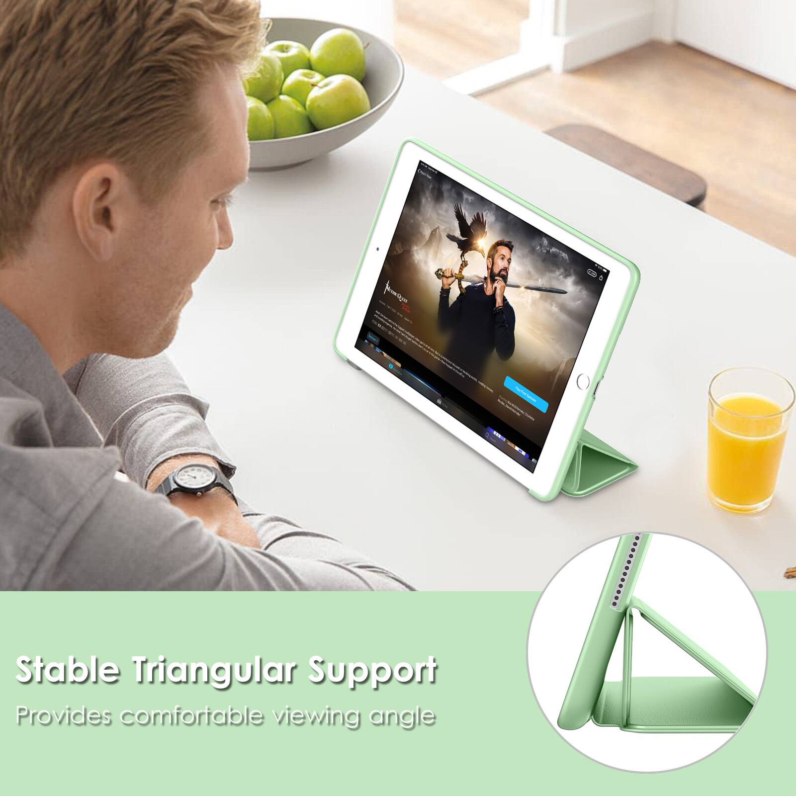 Stable Triangular Support  
Provides comfortable viewing angle
