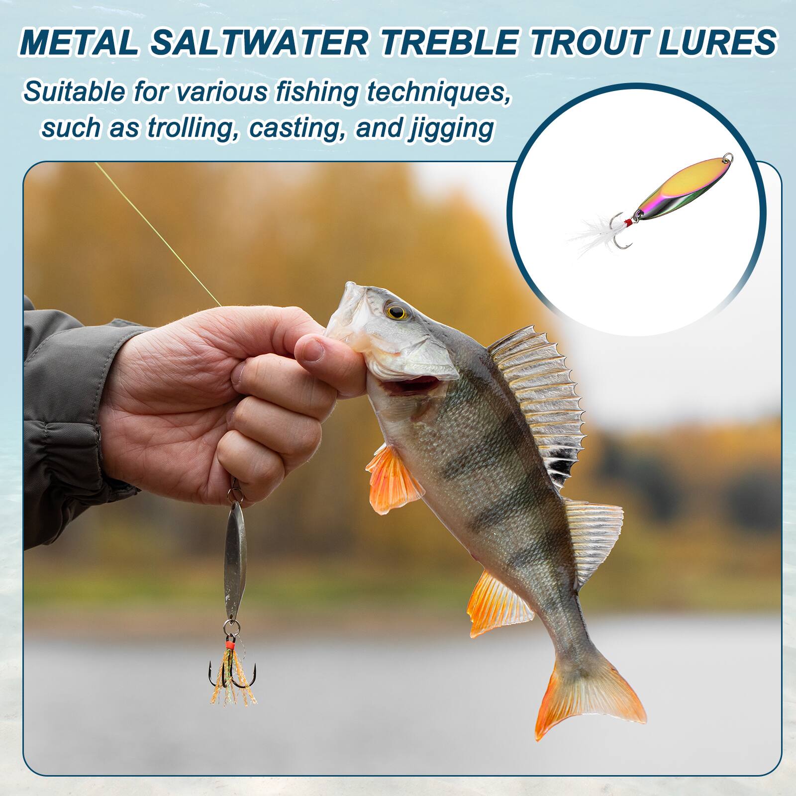 METAL SALTWATER TREBLE TROUT LURES  
Suitable for various fishing techniques, such as trolling, casting, and jigging